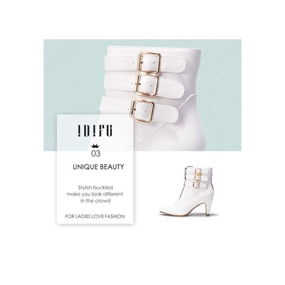 Womens  Ankle Booties Pointed Toe Zipper Heels Boots basic chic white Sz10. - Picture 4 of 7